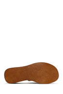 Kadın Bej Kalın Tabanlı Deri Comfort Terlik | Derimod