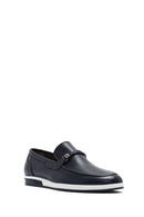 Men's Navy Blue Leather Casual Loafer | Derimod