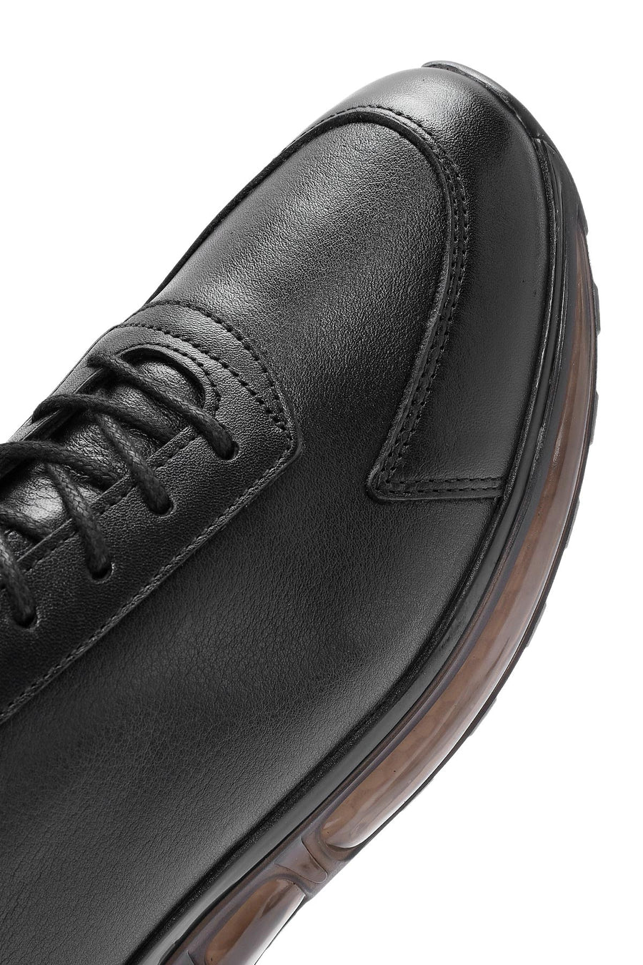 Men's Black Lace-up Leather Sneaker