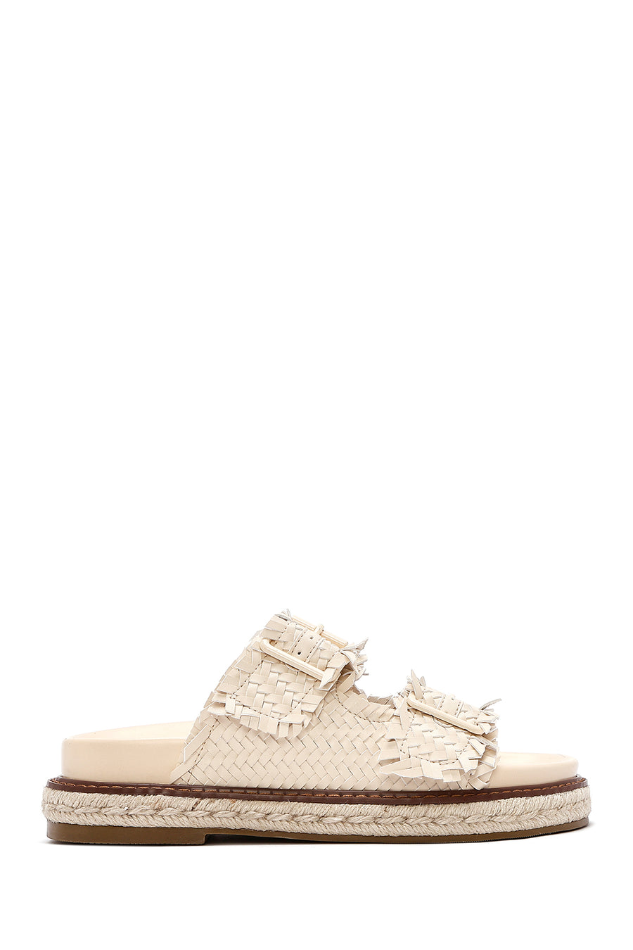 Women's Beige Thick Soled Metallic Slippers 25SFD441632 | Derimod