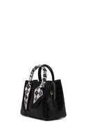 Woman Black Long-Strap Croc-Pattern Mini Shoulder Bag | Derimod