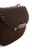 Woman Black Chain Long-Strap Braided Crossbody Bag | Derimod