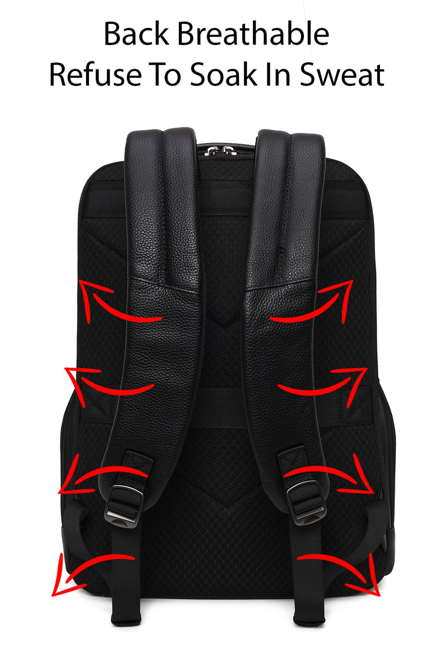 D-Pack Unisex Black Leather Backpack