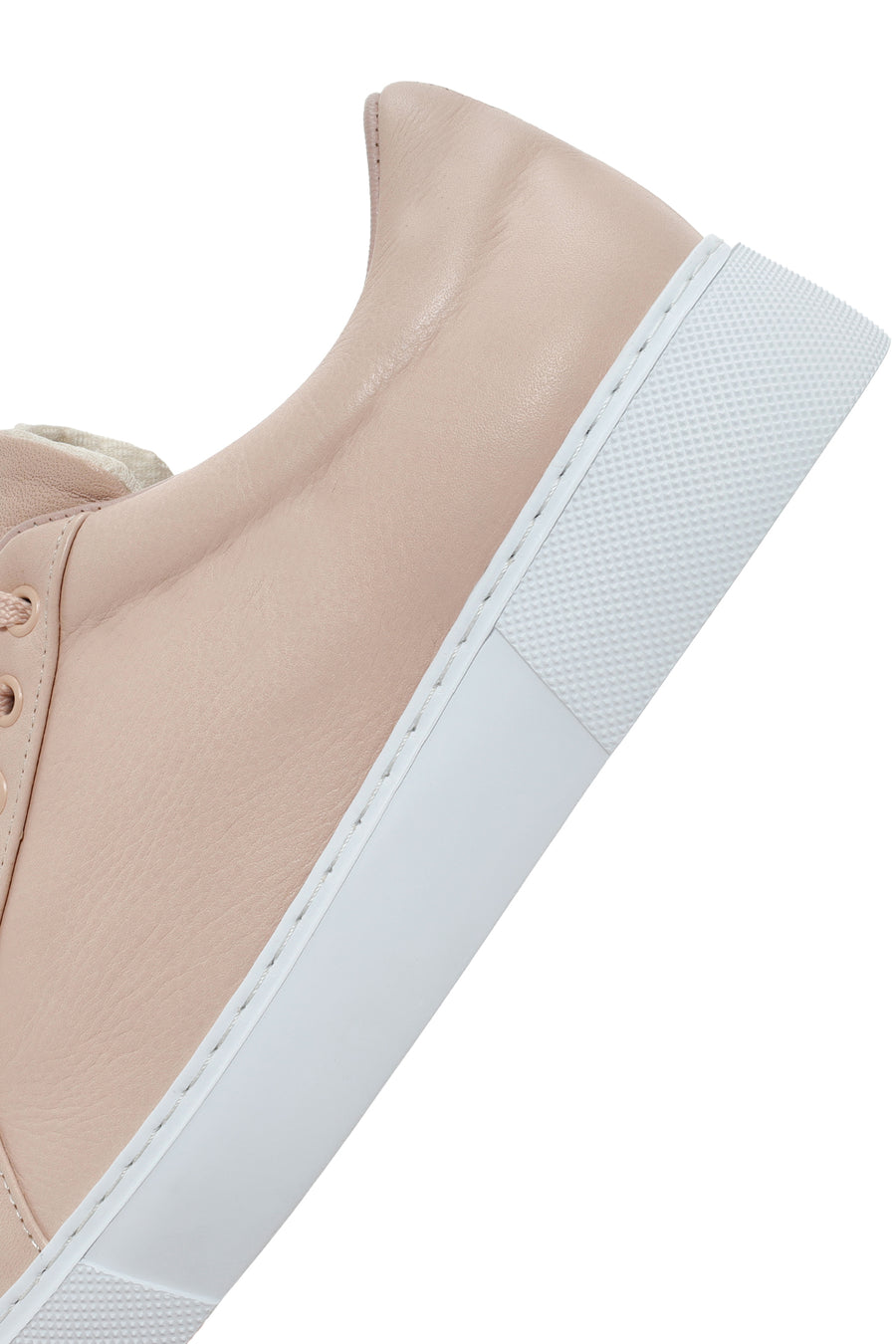 Kadın Pudra Bağcıklı Deri Sneaker