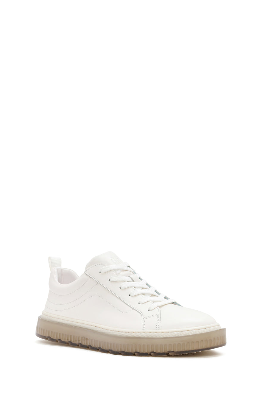 Men's White Lace-up Leather Sneaker