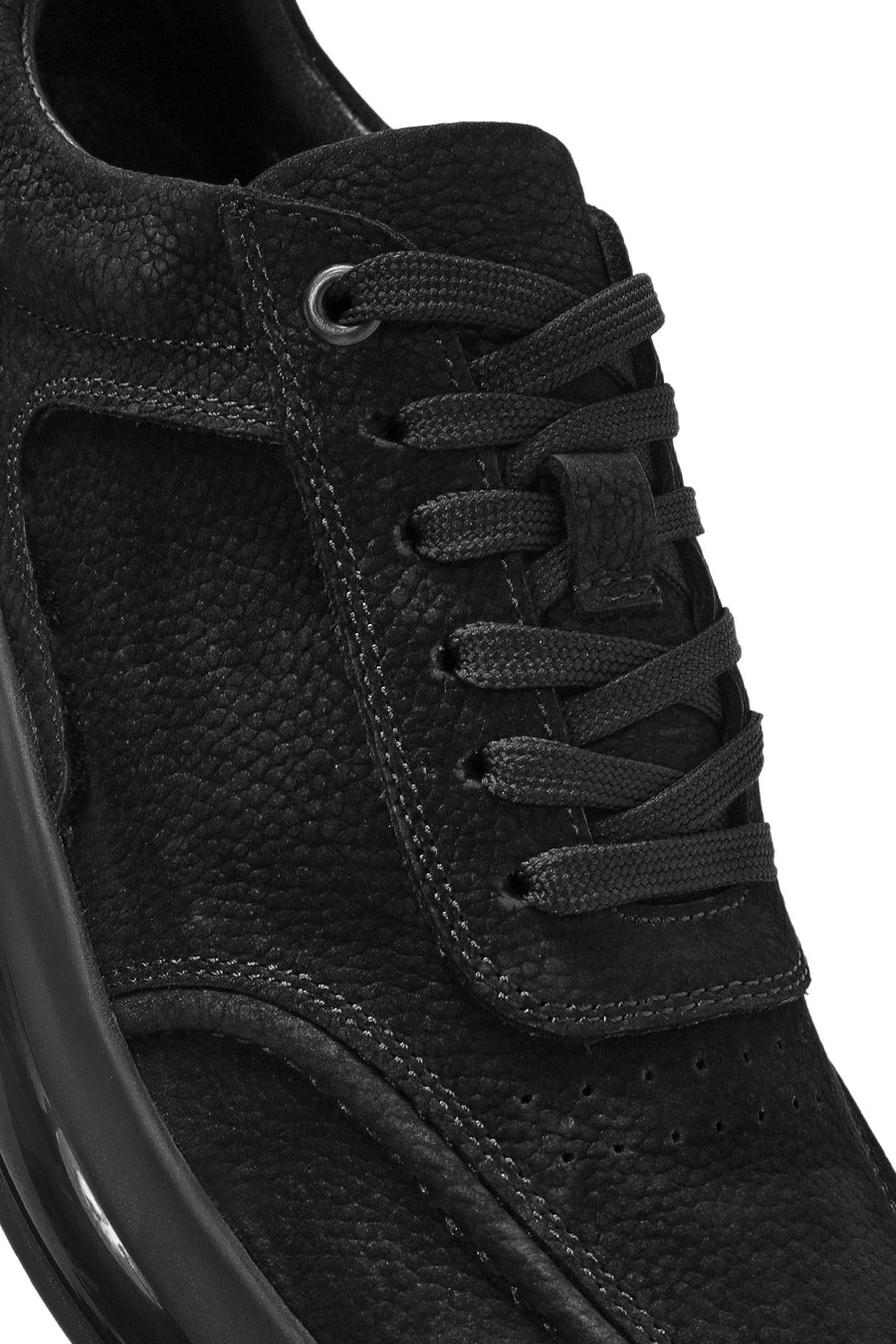Erkek Siyah Bağcıklı Nubuk Deri Sneaker