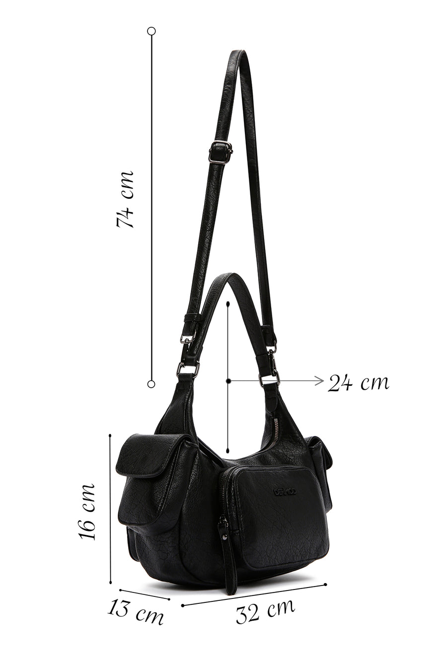 Women's Black Long Strap Shoulder Bag