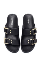 Women's Black Double Buckle Slippers | Derimod
