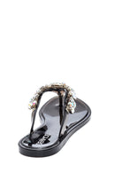 Women's Black Stone Flip Flops | Derimod