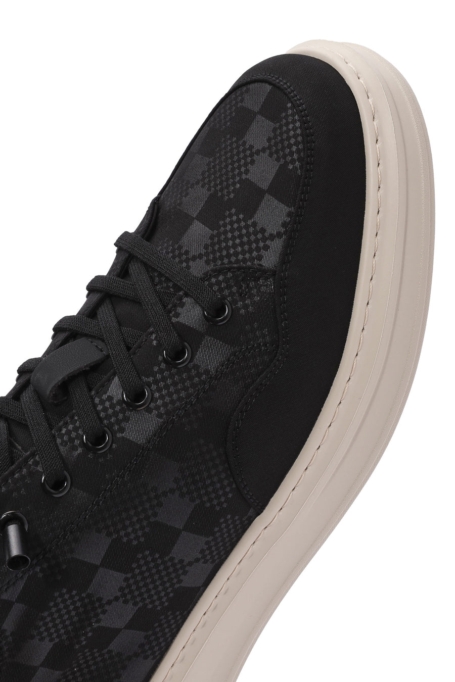 Male Black Lace-Up Patterned Fabric Sneaker