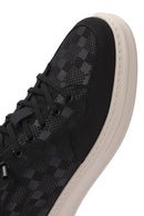 Men's Black Lace-Up Patterned Fabric Sneakers | Derimod