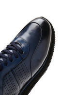 Men's Navy Blue Leather Thick Soled Sneaker | Derimod