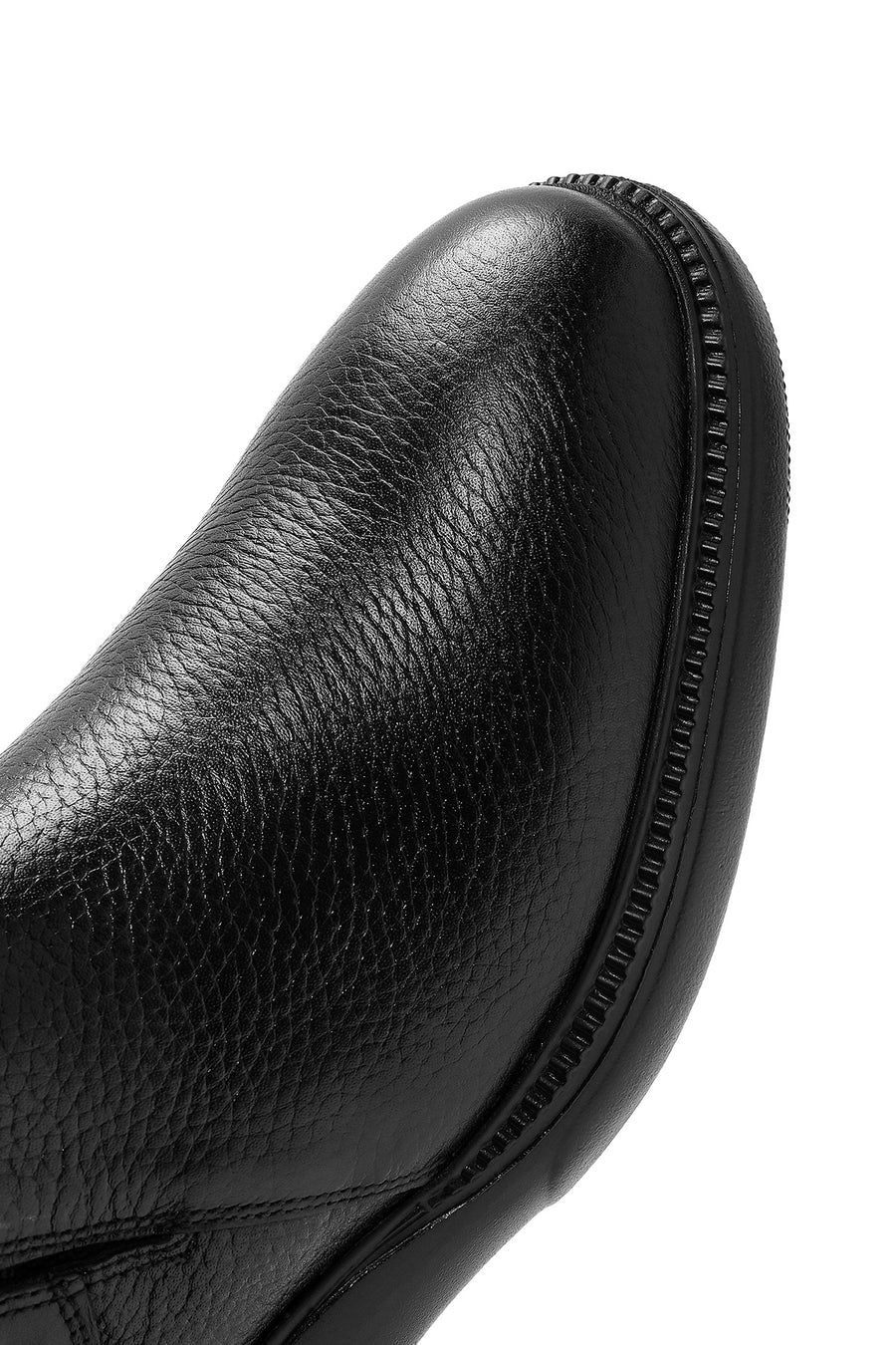 Men's Black Zippered Leather Casual Boots