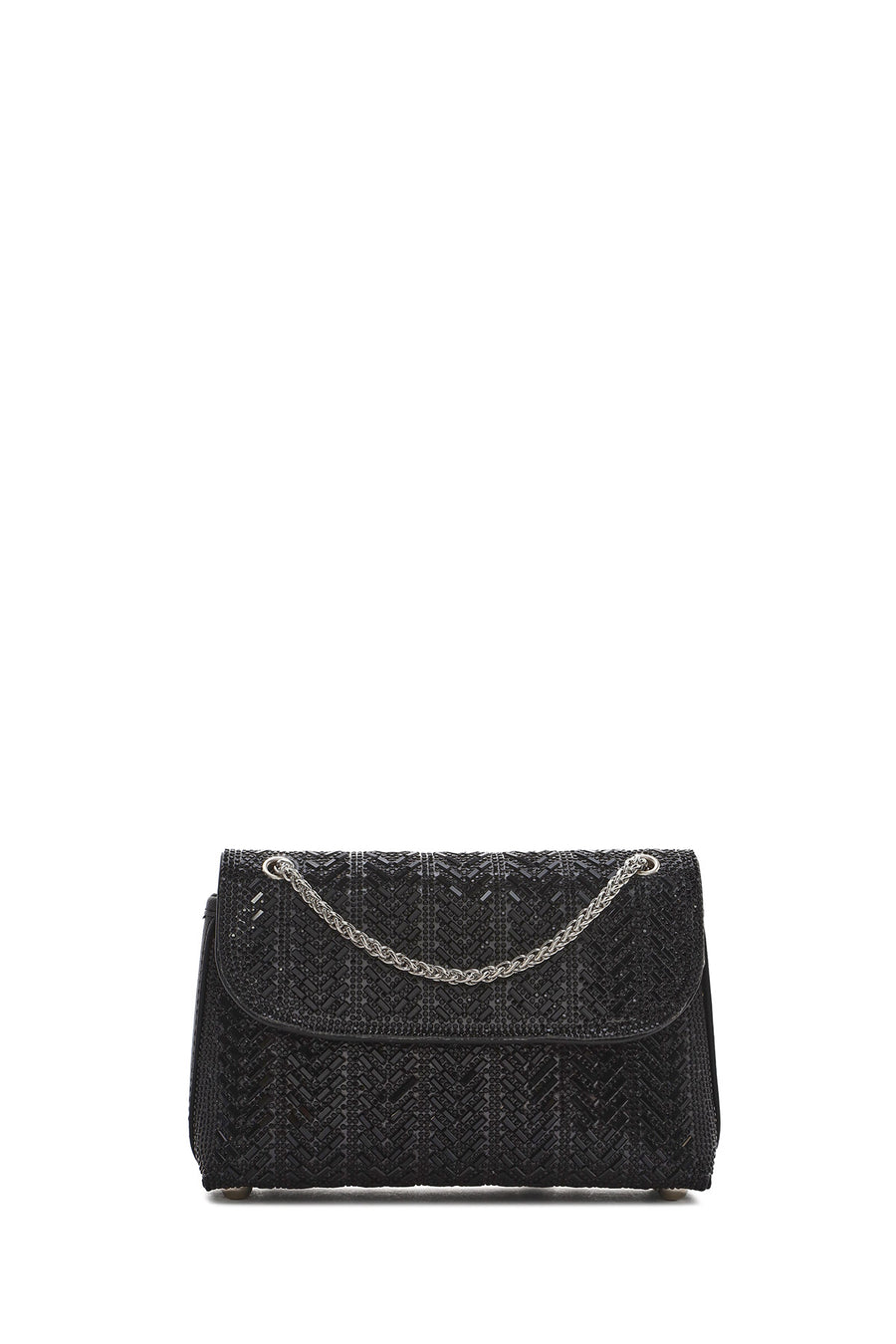 Women's Black Chain Strap Embellished Mini Evening Bag