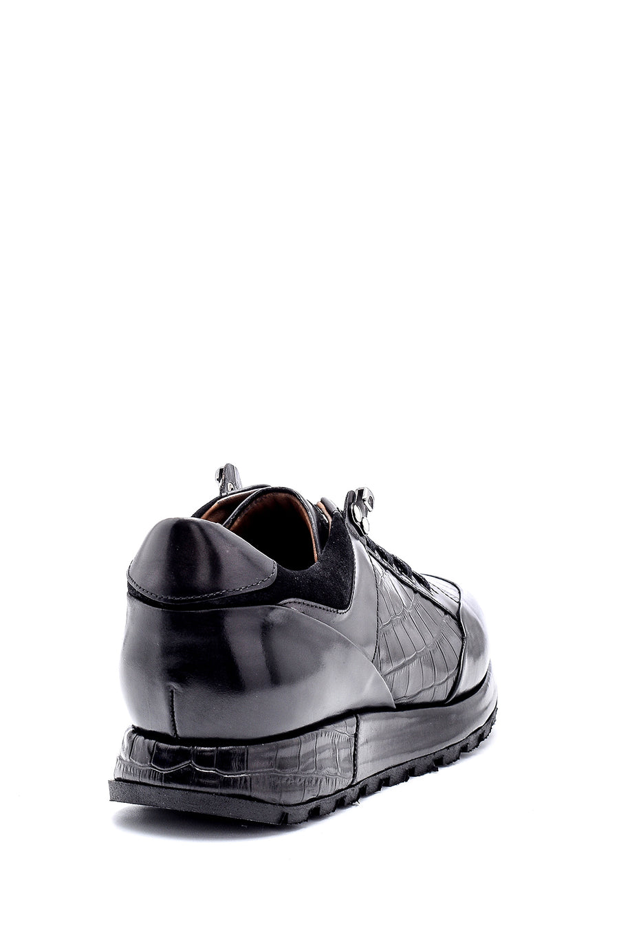 Erkek Kroko Detaylı Deri Sneaker