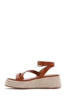 Women's Tan Thick Soled Straw Sandals | Derimod