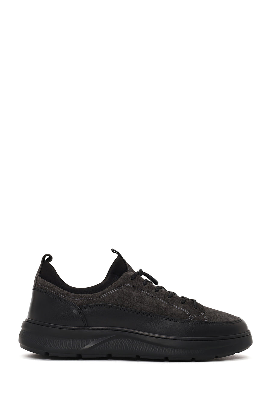 Male Gray Lace-Up Thick-Soled Leather Sneaker WM660010DK | Derimod