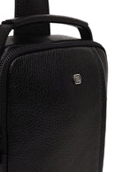 Male Black Leather Mini Crossbody Bag | Derimod