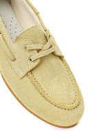 Women's Yellow Lace-up Suede Leather Shoes | Derimod