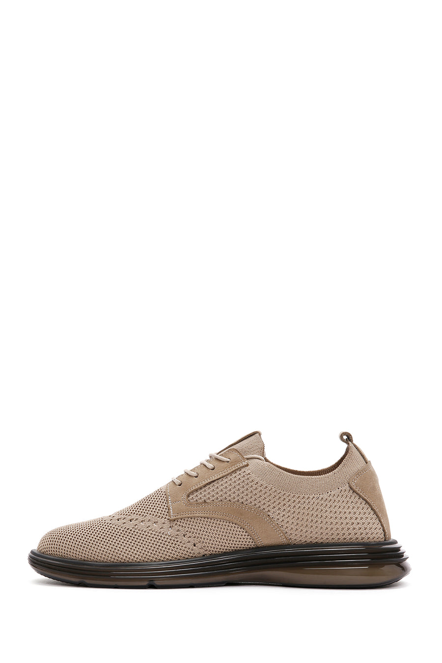 Men's Mink Thick Sole Nubuck Detailed Lace Up Fabric Sneaker