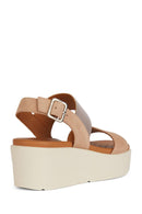 Geox Women's Beige Xand 2.2s Thick Soled Strappy Leather Sandals | Derimod