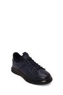 Erkek Lacivert Bağcıklı Deri Sneaker | Derimod