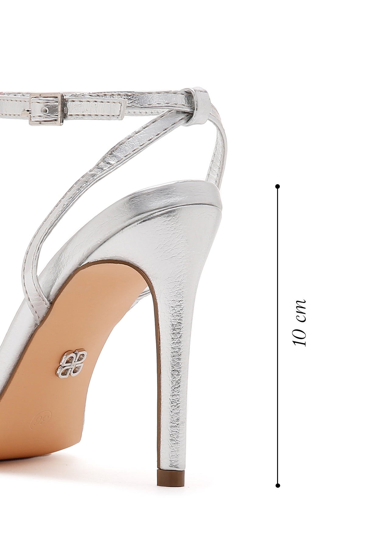 Kadın Gümüş Bilekten Bantlı Taşlı Yüksek Topuklu Sandalet