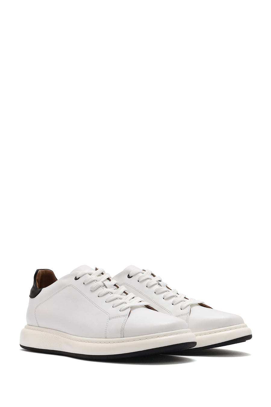 Men's White Lace-up Leather Sneaker