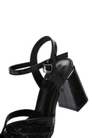 Women's Black Ankle Strap Thick Heeled Sandals | Derimod