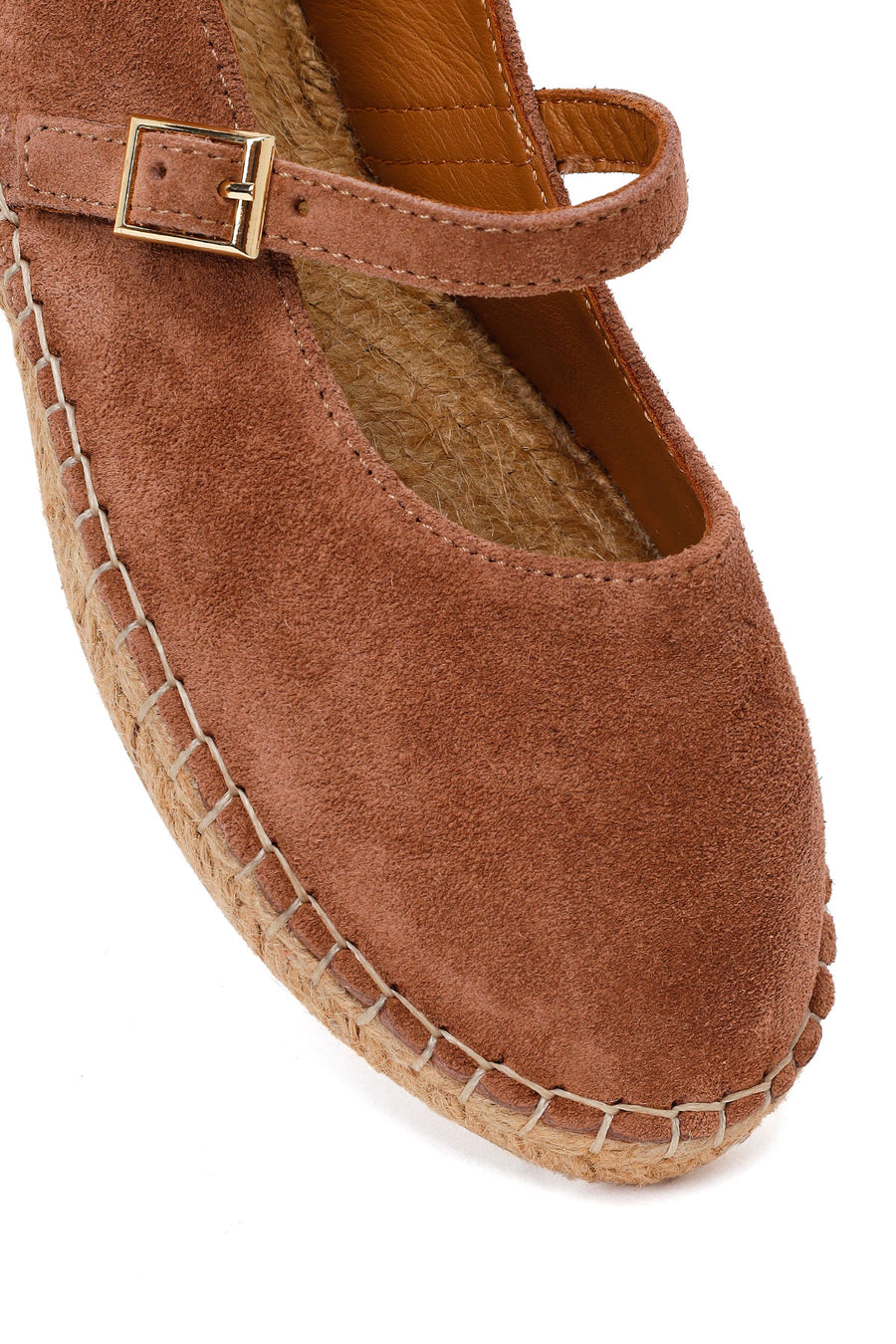 Woman Dark Powder Buckled Suede Espadrilles