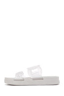 Women's White Transparent Flat Slippers | Derimod