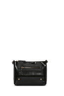 Women's Black Long Strap Crocodile Patterned Crossbody Bag | Derimod