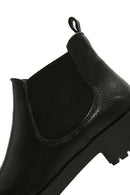 Women's Black Leather Casual Short Chelsea Boots | Derimod