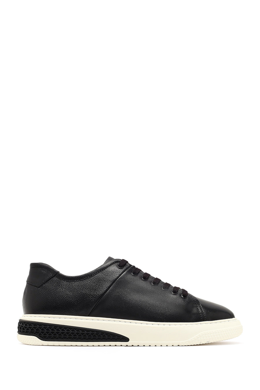 Erkek Siyah Bağcıklı Kalın Tabanlı Deri Sneaker 25WFD631118 | Derimod