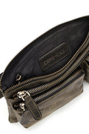 Men's Khaki Leather Waist Bag | Derimod