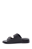 Women's Black Double Buckle Slippers | Derimod