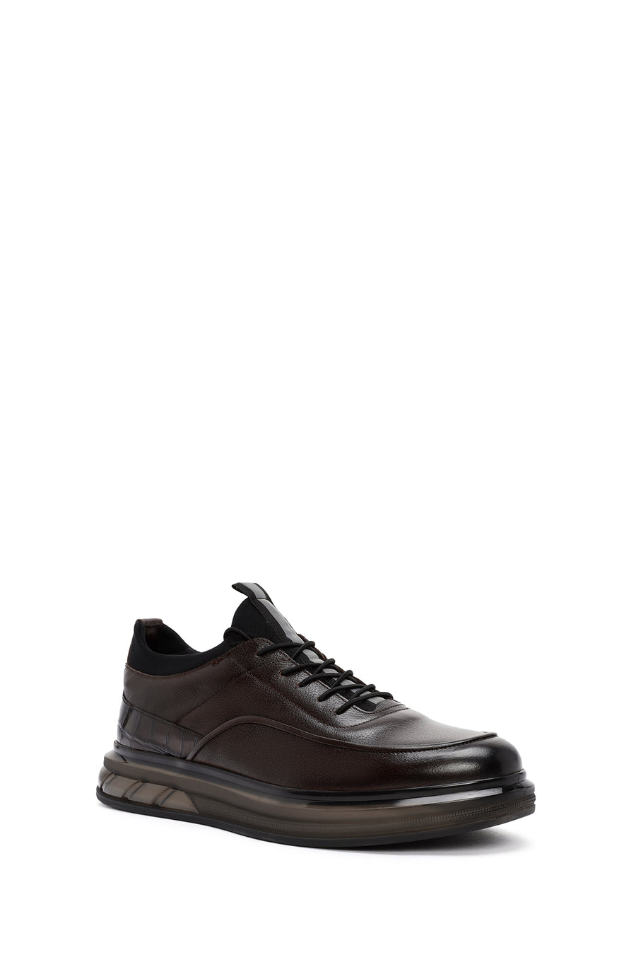 Men's Brown Lace-Up Leather Casual Sneaker
