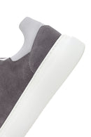 Men's Gray Thick Soled Suede Leather Sneaker | Derimod