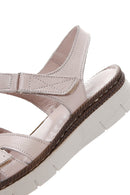 Women's Beige Ankle Strap Leather Comfort Sandals | Derimod