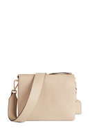 Geox Women's Beige Clarissy Accessory Detailed Leather Crossbody Bag | Derimod