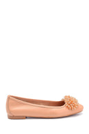 Women's Leather Bead Detailed Ballerinas | Derimod