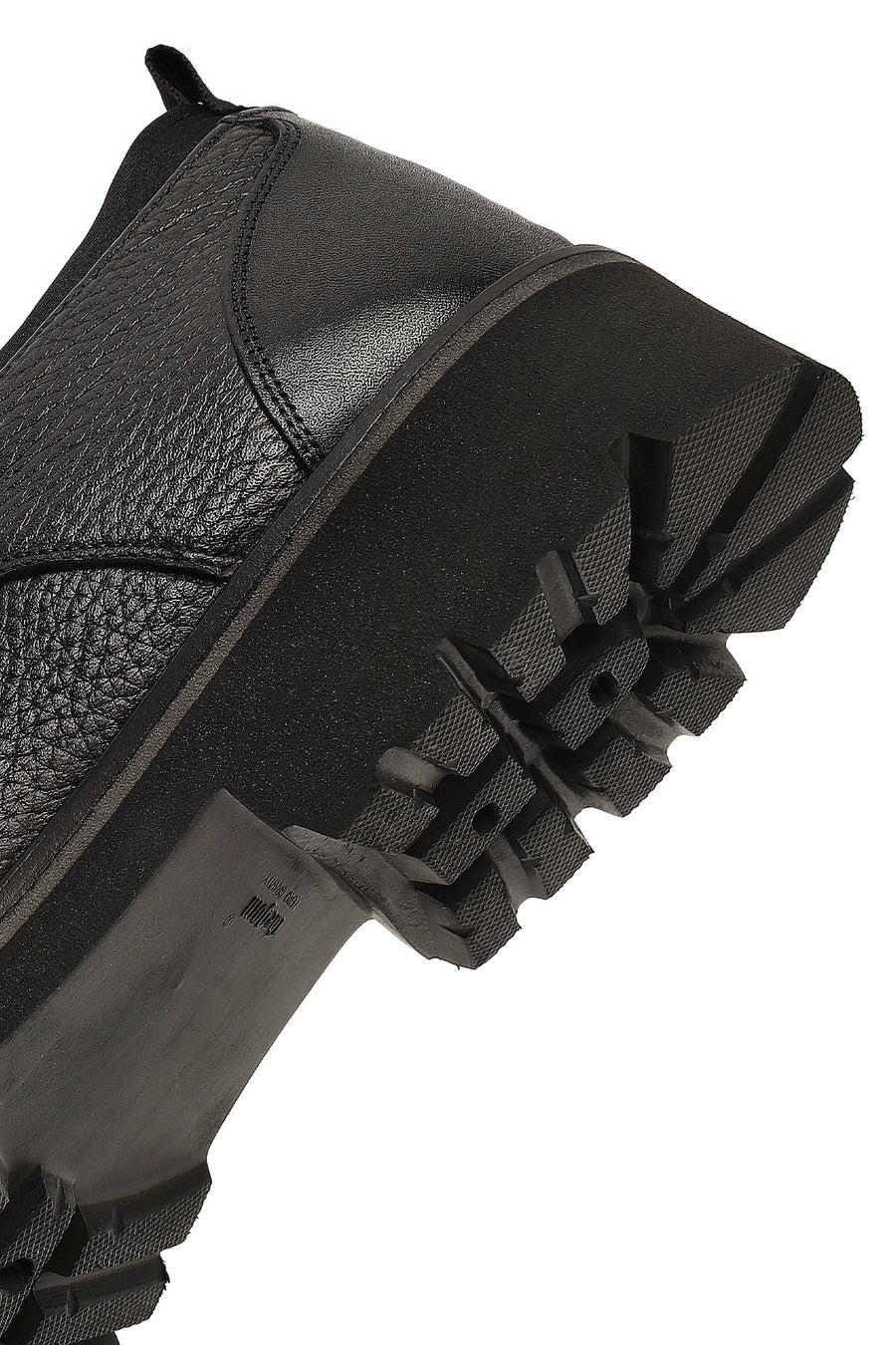 Men's Black Lace-Up Thick-Soled Leather Casual Shoe