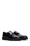 Men's Black Double Buckle Leather Casual Shoes | Derimod