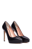 Women's Black Leather Heeled Shoes | Derimod