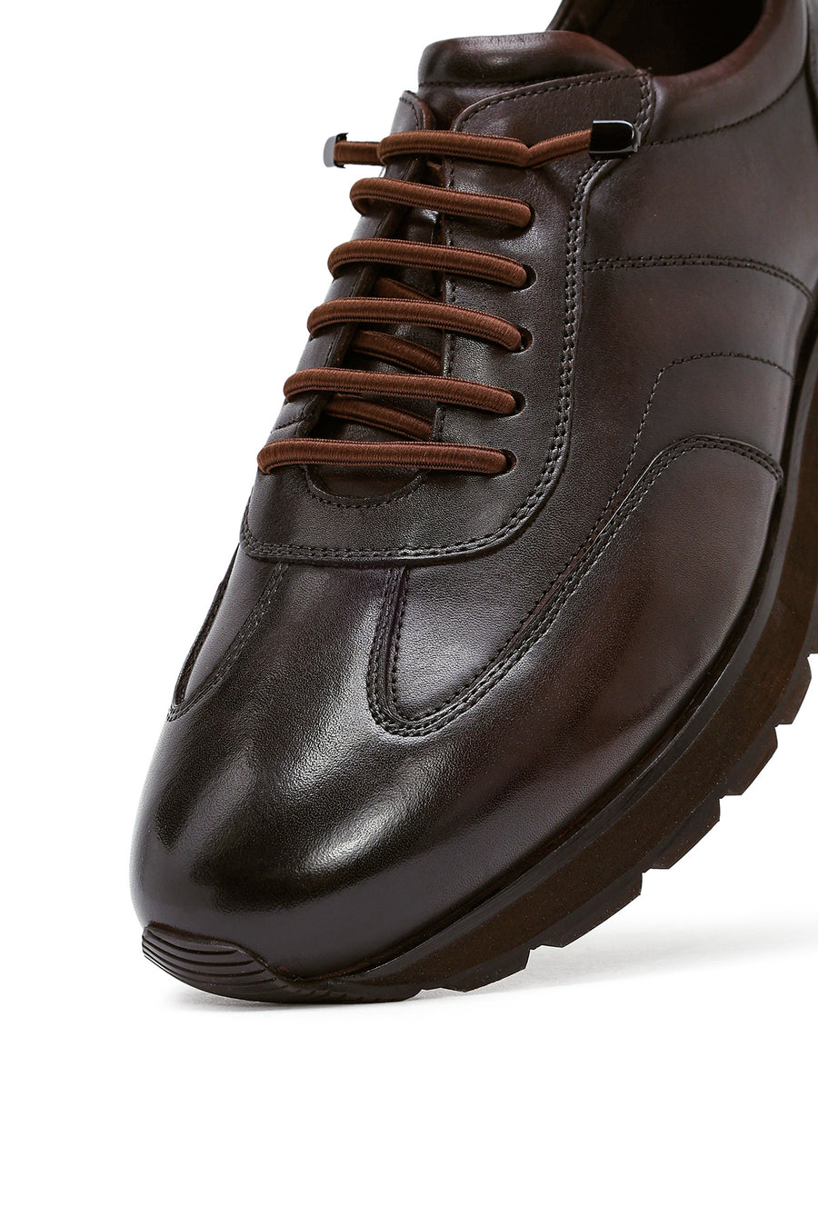 Men's Brown Lace-Up Leather Casual Sneakers