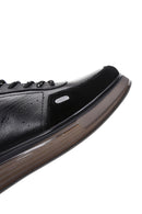 Men's Black Leather Thick Soled Sneaker | Derimod