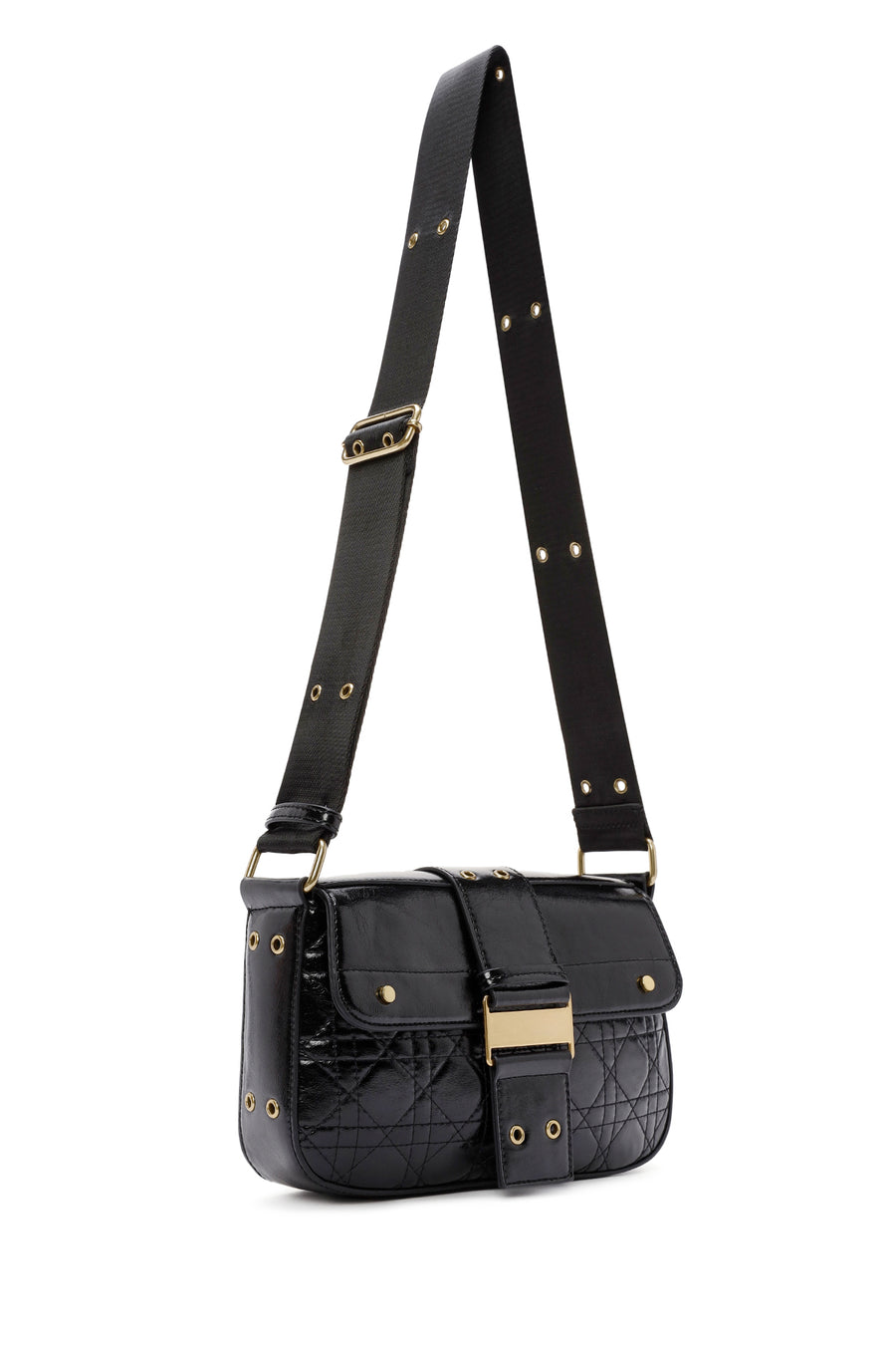 Women's Black Long Strap Buttoned Shoulder Bag