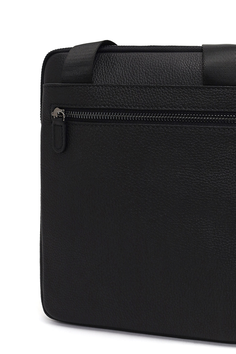 Men's Black Long Strap Leather Shoulder Bag