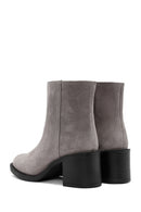 Women's Mink Zippered Thick Heel Suede Leather Boots | Derimod