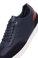 Men's Navy Blue Leather Sneaker | Derimod